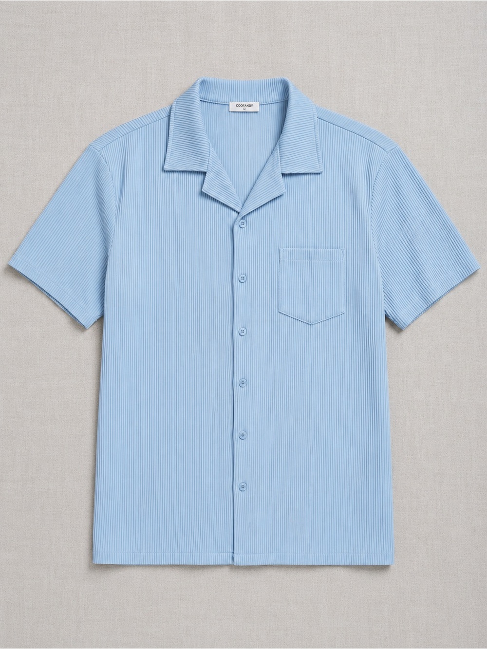 Light Blue Short-Sleeve Ribbed Polo Shirt